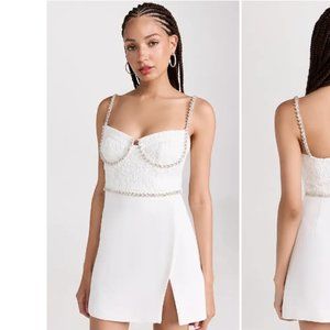 Self Portrait White Lace Bodice Mini Dress  White Lace Bodice Mini Dress